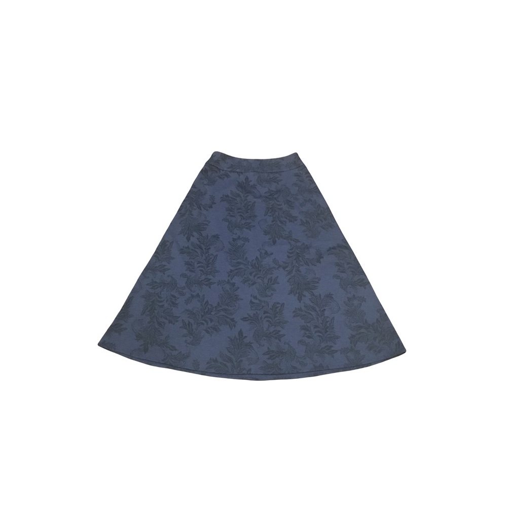 Croft & Barrow Sz 6 Midi skirt A line Gray Navy Floral print back zip NWOT